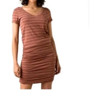 PrAna Foundation Short Sleeve Stripe Shirt Dress Size Large